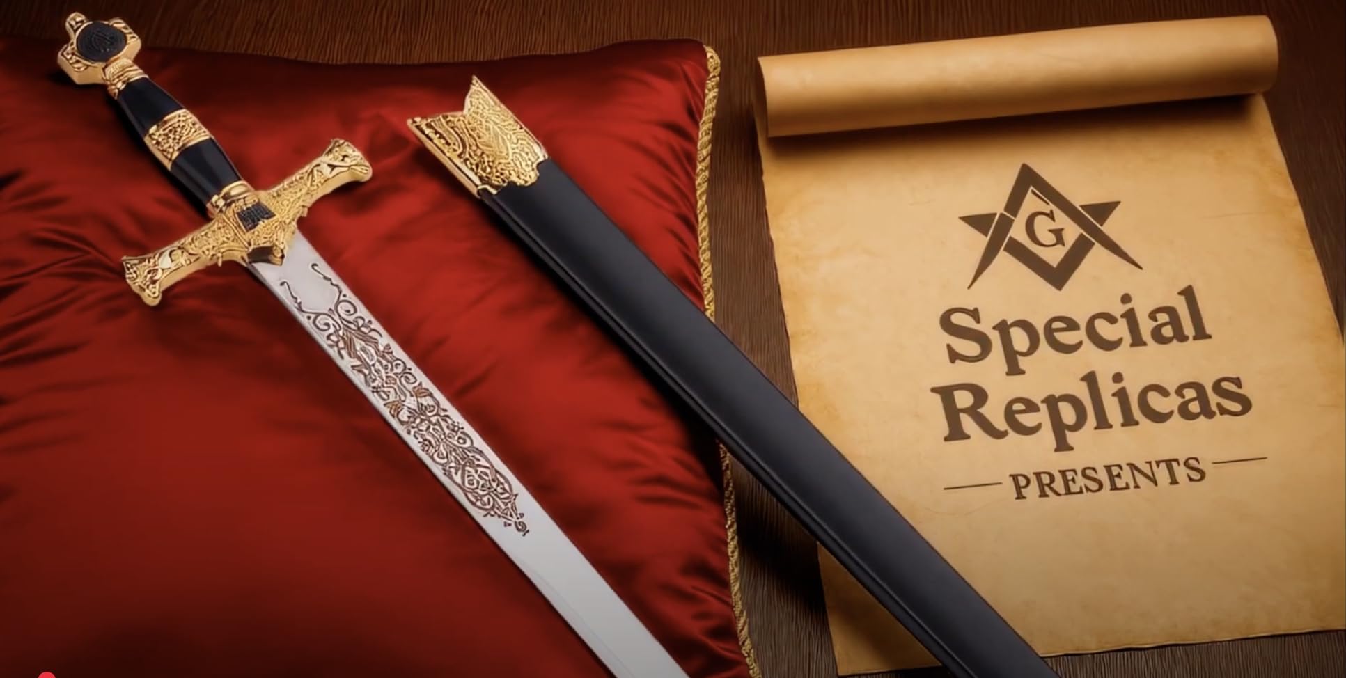 57 SPECIAL REPLICAS Schwert Replik Templer – Kurzschwert Edelstahlklinge mit Gravur – Mit Scheide & Lederriemen – Ritterstil – Dekorative Replik