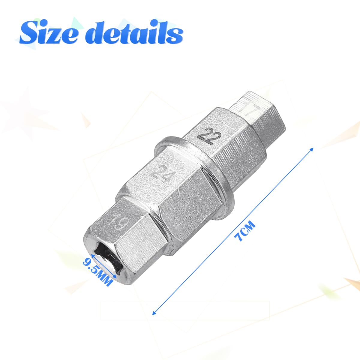 Chiave Esagonale Per Ruota Moto - Attrezzo Per Asse Anteriore Da 17mm, 19mm, 22mm, 24mm - Foto 5