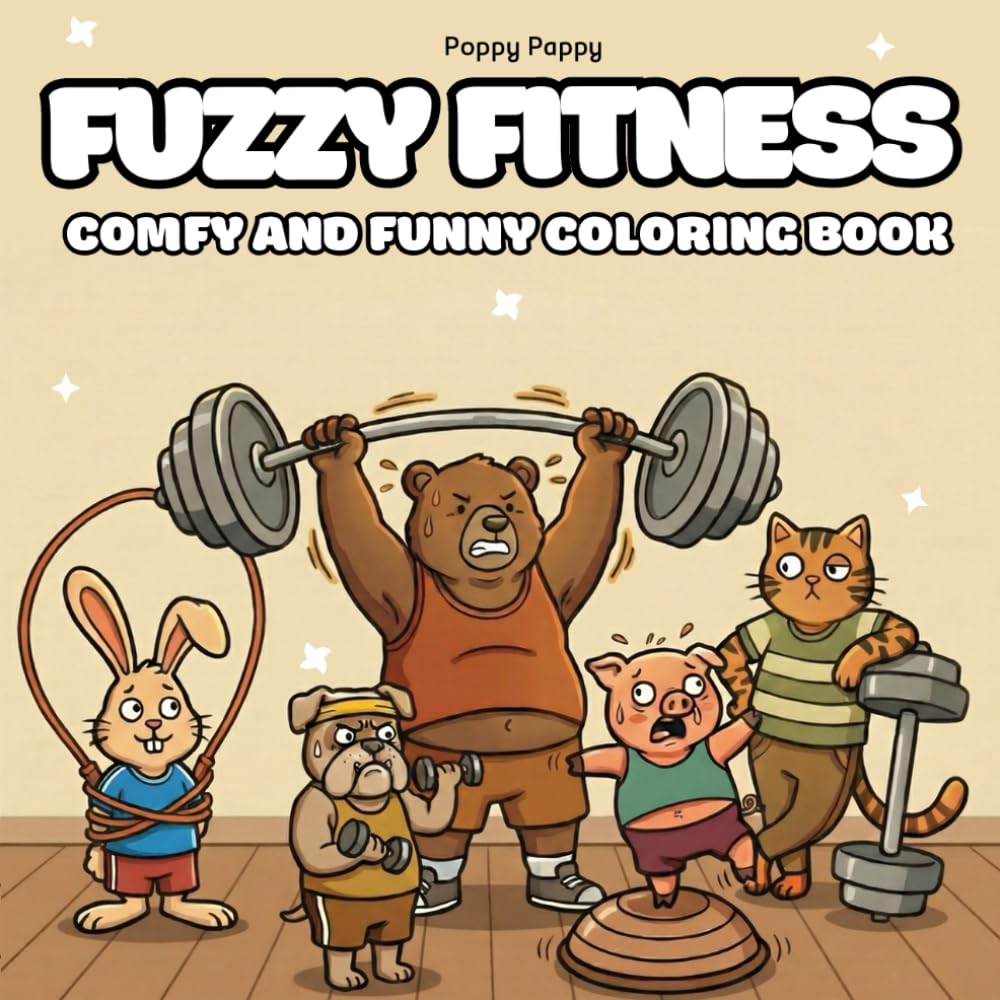 Fuzzy Fitness: A Funny & Comfy Adult Coloring Book with Bold, Easy-to-Color Lines (Bold & Easy Series)
