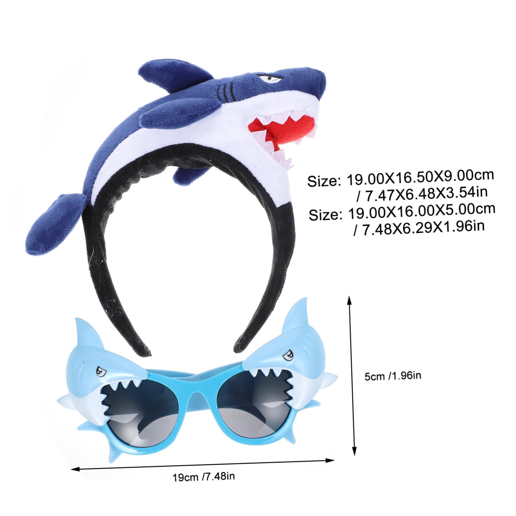 ibasenice 2 Uds Gafas De Diadema De Tiburón Gafas De Tiburón Accesorios De Fotomatón De Tiburón Banda Para La Cabeza Lazos Para El Cabello Diadema De Fiesta De Sol Accesorios De