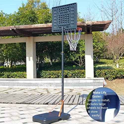 Bee-Ball BB-05 Adjustable Basketball Hoop, Superior UV Resistant PE Backboard, Anti-Rust Powder Coated Stand, Ring Height from 1.6-2.1 Metres