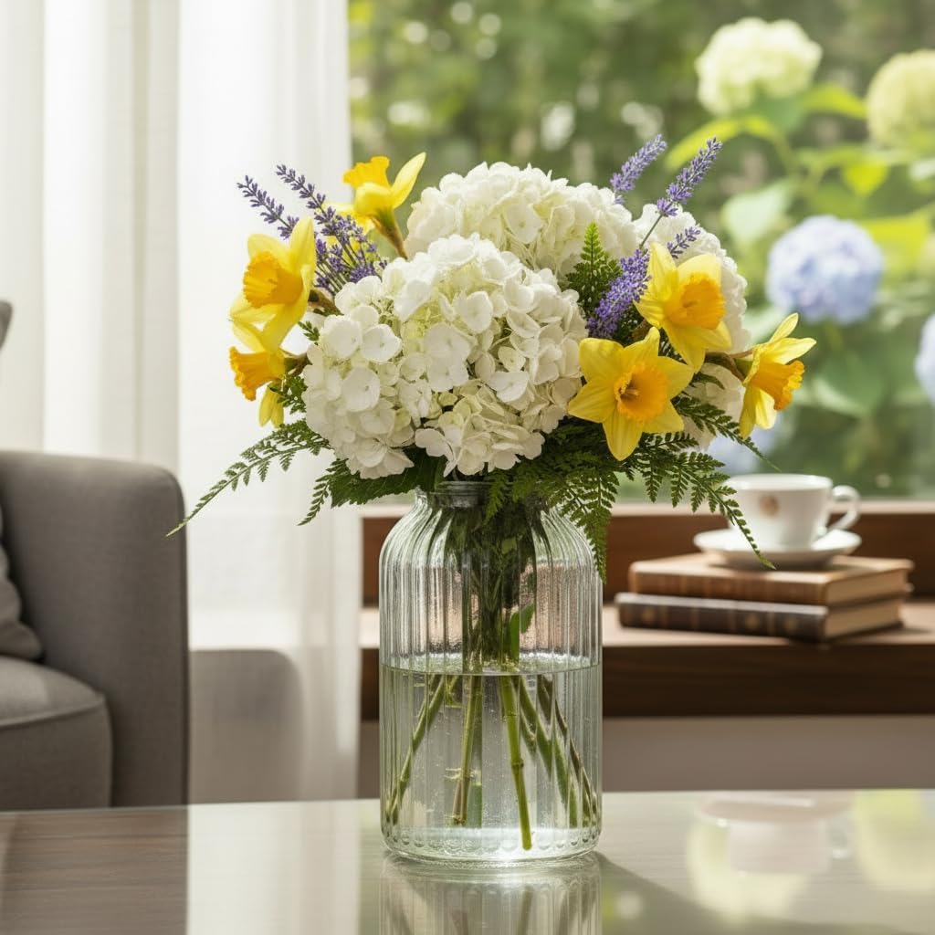 Ash & Roh Glass Flower Vase (Big), Modern Decorative Vase for Home Decor & Centerpieces, Clear Glass Plant Vase for Living Room, Office, Wedding & Gifts – 1 Pack-image-39