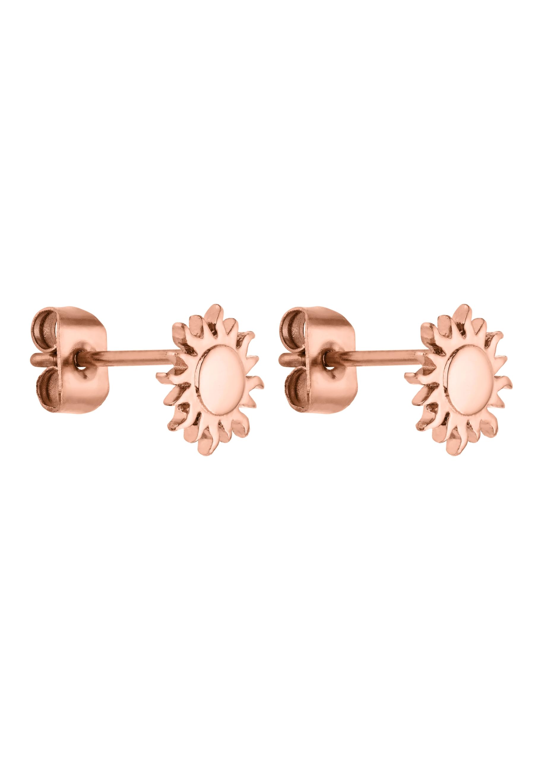 Purelei Elegante Sonnen-Ohrstecker für Frauen – 18K vergoldet, Edelstahl, filigran & leicht (7,5 mm) (Rosegold)