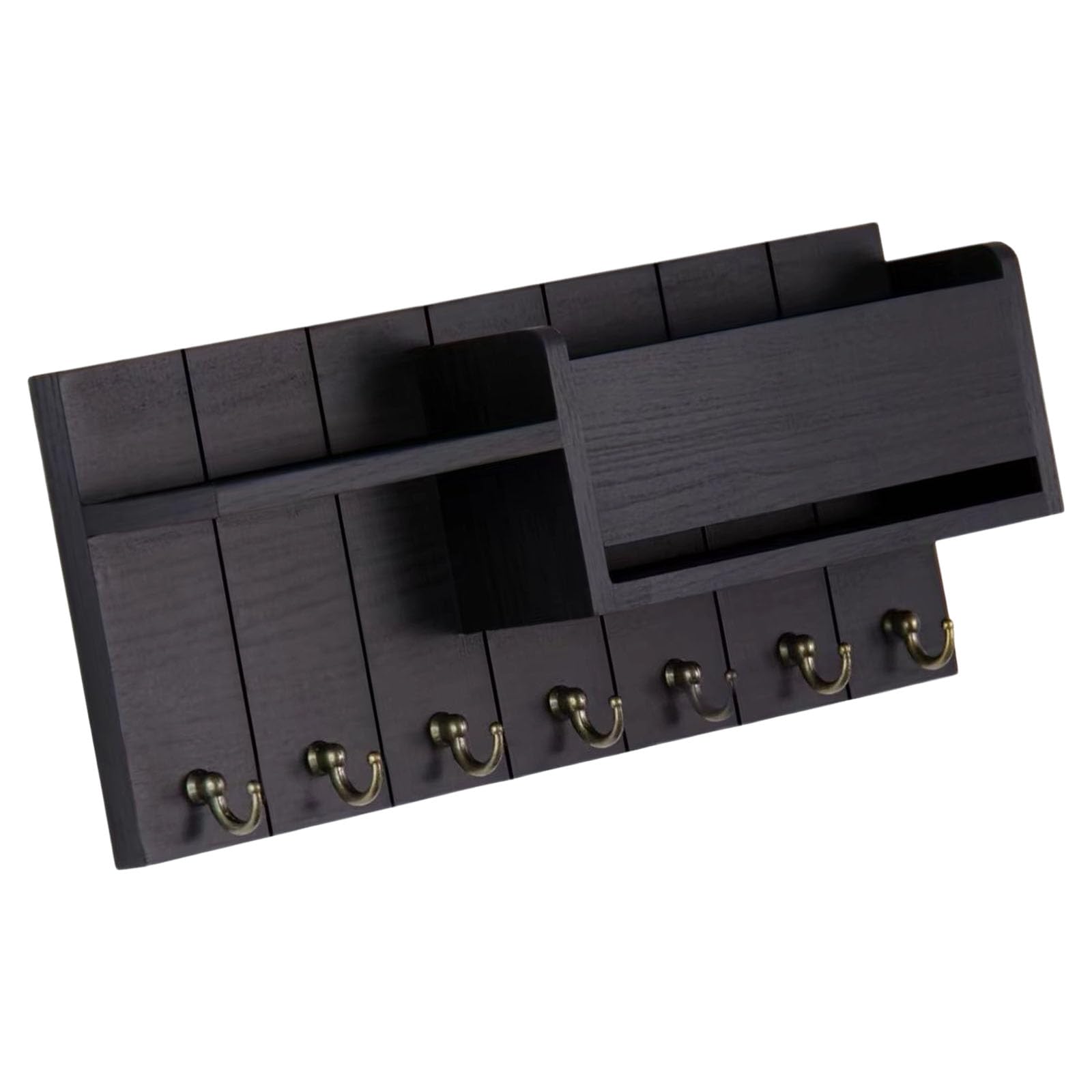 Woedpez Natural Wood Wall Storage Solution Having Multiple Compartments and Hooks for Mail Keeping and Decor Handcrafted Wood Mail Holder