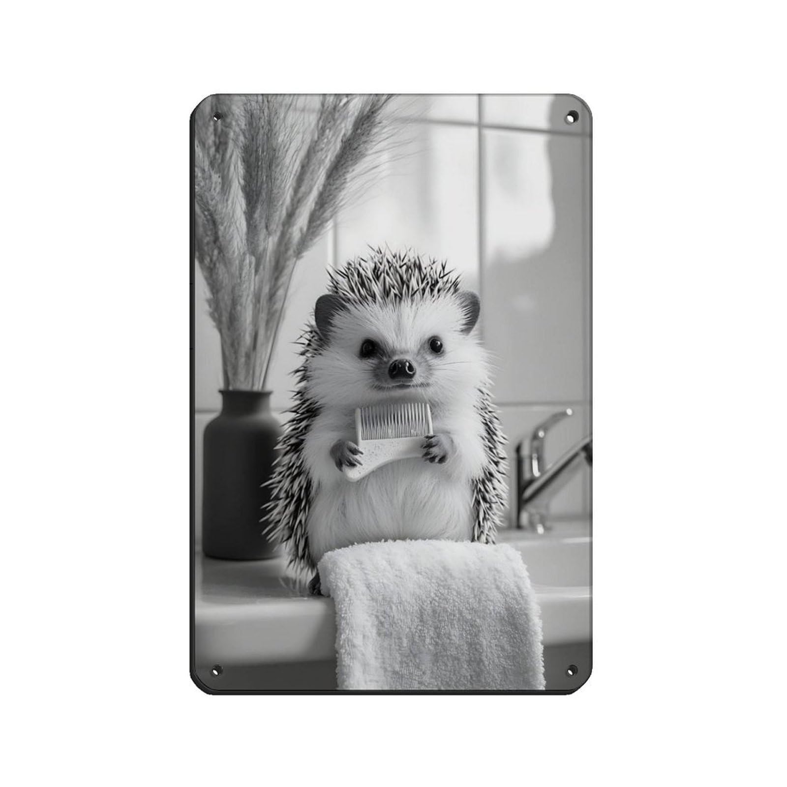 Cute Hedgehog, Adorable Animal Retro Poster Metal Tin Sign Chic Art Retro Iron Painting Bar People Cave Cafe Family Garage Poster Wall Decoration 8x12inch(20x30cm)