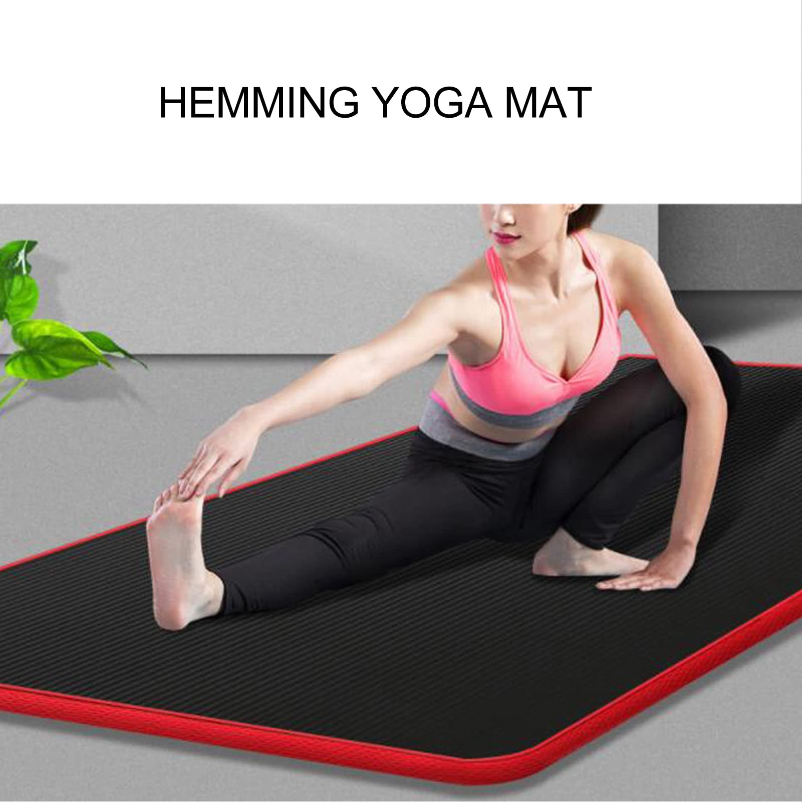 Generic Estera de Yoga Gruesa, Estera de Ejercicios para el Hogar Antideslizante Insonorizada para Bailar, TPE Negro de 10 Mm con Líneas de Alineación