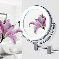 Vista 8 de Wall Mounted Lighted Vanity Mirror 8 Inch 1X/10X Magnifying Makeup Mirror Bathroom Magnifying Mirror Double Sided Swivel, Shaving Mirror Chrome