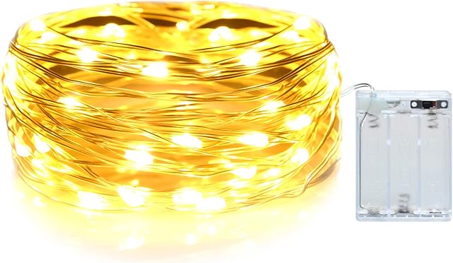 Gcstnn Fairy Lights Battery Operated, 30 LEDs 3m/9.8ft String Lights Copper Wire Light IP65 Waterproof for Indoor Outdoor, Girls Bedroom, Gifts, Christmas Tree DecorationsWarm White