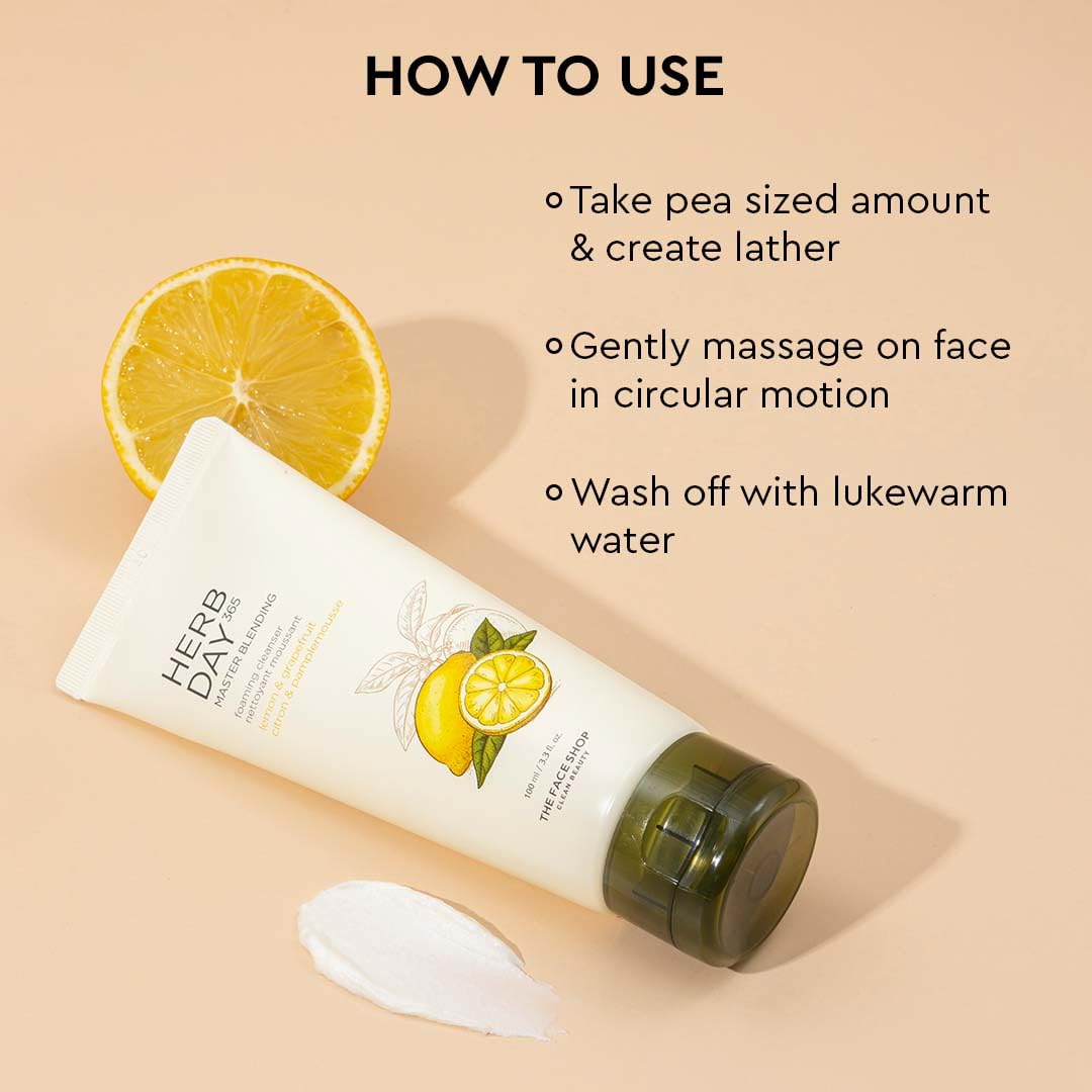 The Face Shop Herb Day 365 Lemon & Grapefruit Face Wash With Vitamin C & Glycolic Acid For Brighter And Glowing Skin | Made in Korea | 100ML 2