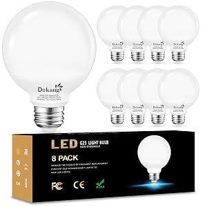 8-Pack LED Vanity Light Bulbs for Bathroom 4000K Natural Daylight E26 Base Globe 60W Incandescent Equivalent 5W Round