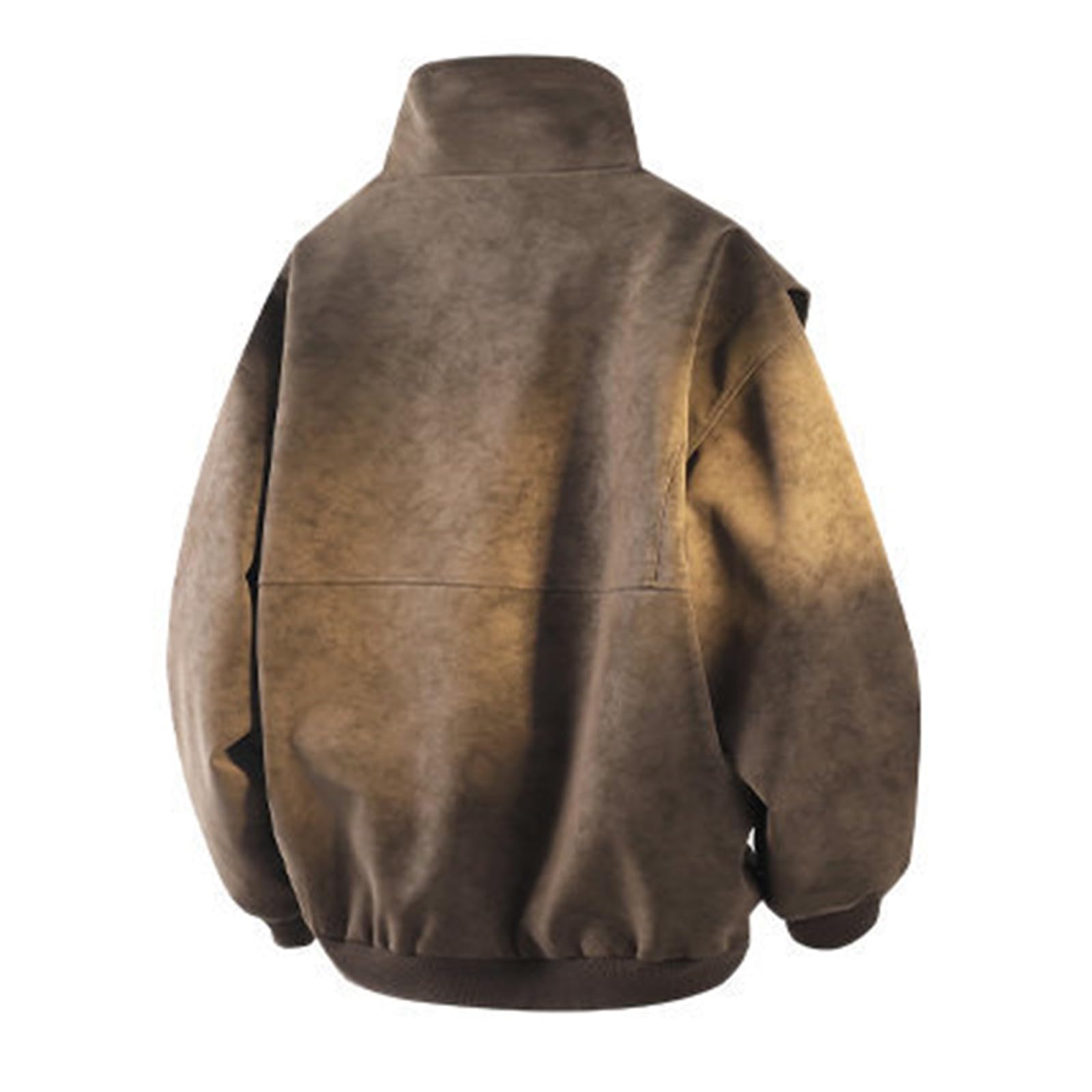 Generisch Strickjacke Weiß Damen Herren-Jacke mit Stehkragen und Reißverschluss, locker geschnitten, lässig-modischer Mantel