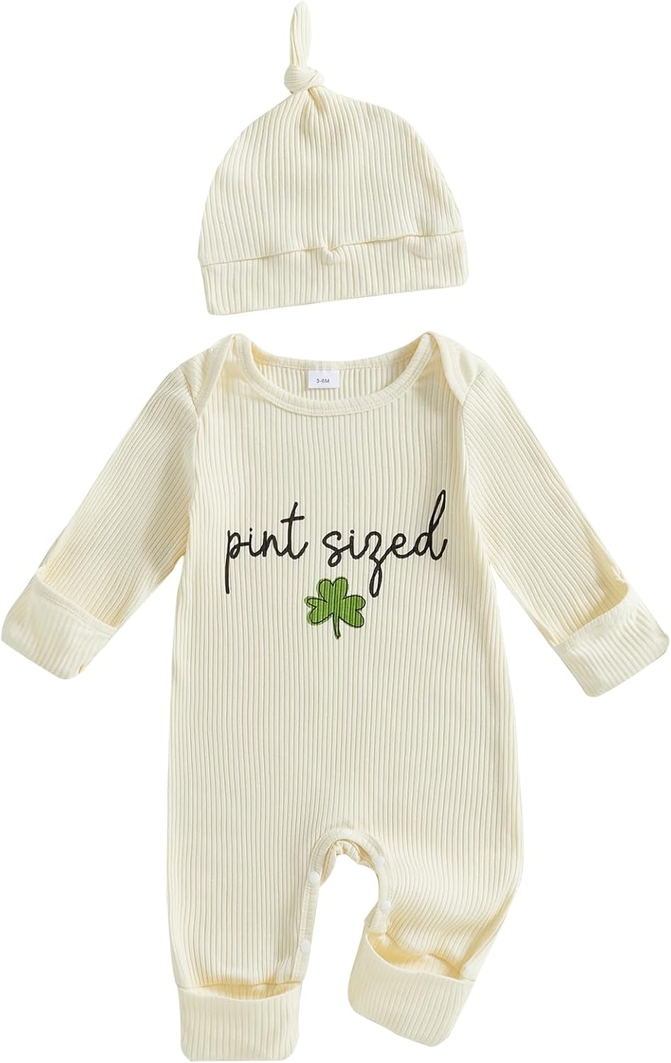 Newborn Baby Boy St Patricks Day Outfit Shamrock Lucky Charm Rib Knit Romper Jumpsuit Cute Infant One-piece Clothes