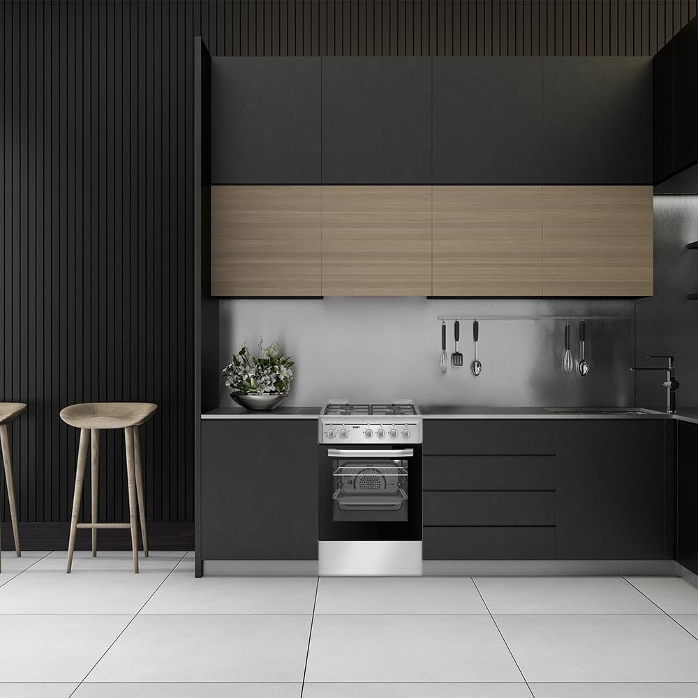 Svan Cocina Mixta gas Butano 4 Zonas Inox SKM4500X. Kit Conversión Gas Natural, Acabado en Inox