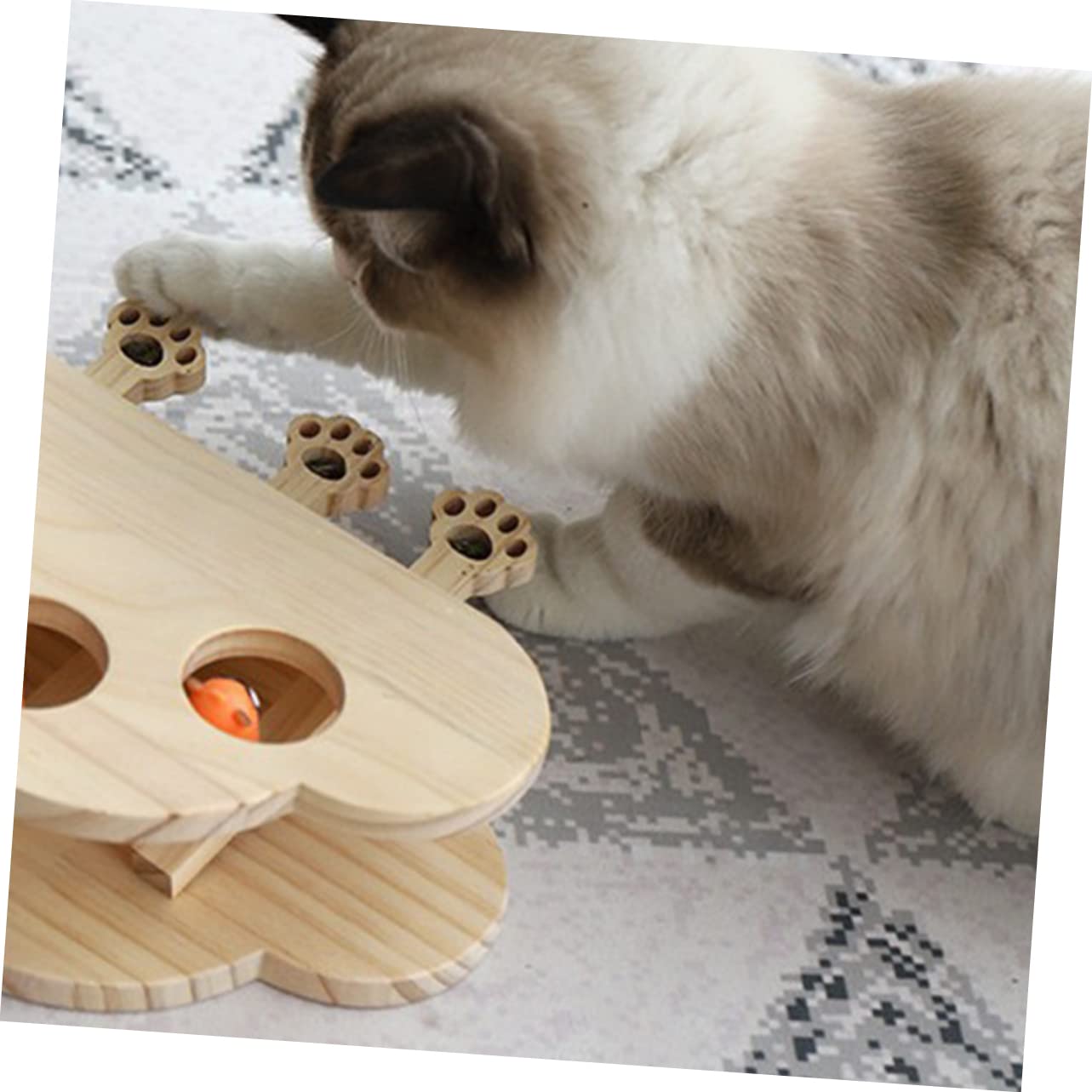 BESTonZON Interaktives Katzenspielzeug Holz Mäuseform Edukatives Kratzspielzeug mit Catnip Fach Leichtes Langlebiges Pet Toy für Wohnungskatzen Kreatives Beschäftigungsspiel Zufällige Farbe
