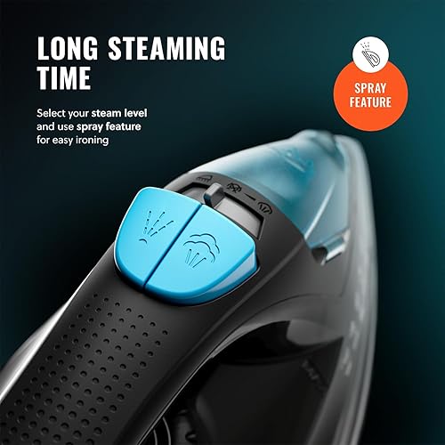 Miniatura 6 de PurSteam - Plancha de vapor profesional de 1250 W, potente vaporizador con ráfaga de vapor y pulverización, suela antiadherente, fácil control de