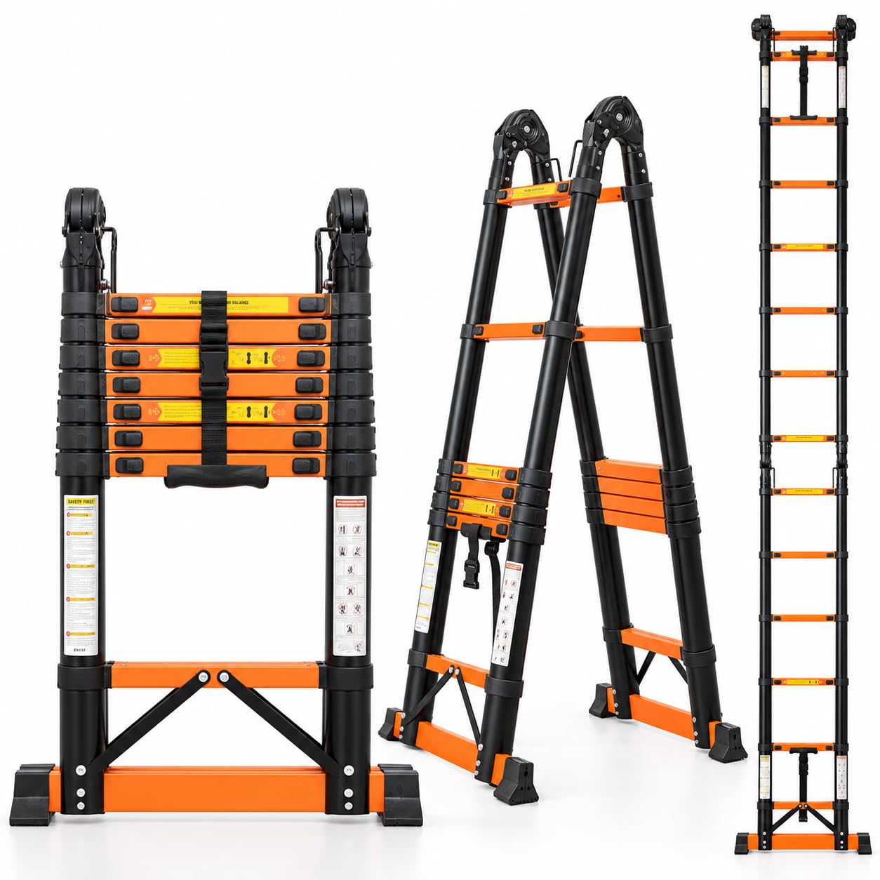 Plantex 1.9m (6.23 ft.) Telescopic Ladder/Carbon Steel 5-Steps Portable & Compact Ladder/Foldable Multipurpose Collapsible Ladder for Home & Outdoor Use - (Orange) — Amazon image 10
