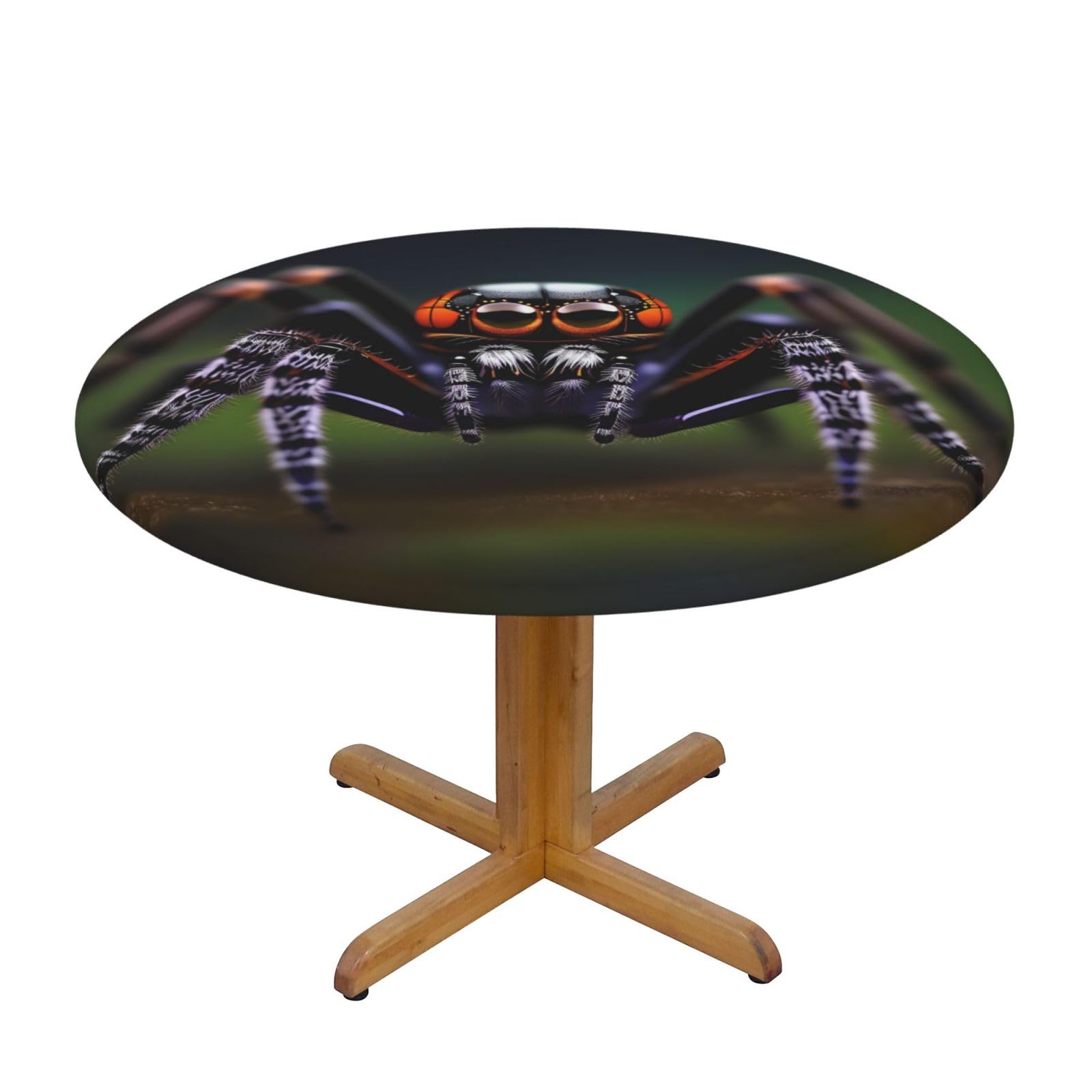 JxWCher Waterproof Round Tablecloth,Tropical Rainforest Spiders Print Table Cloth Stain Resistant Table Cover for Dining,Bar Small
