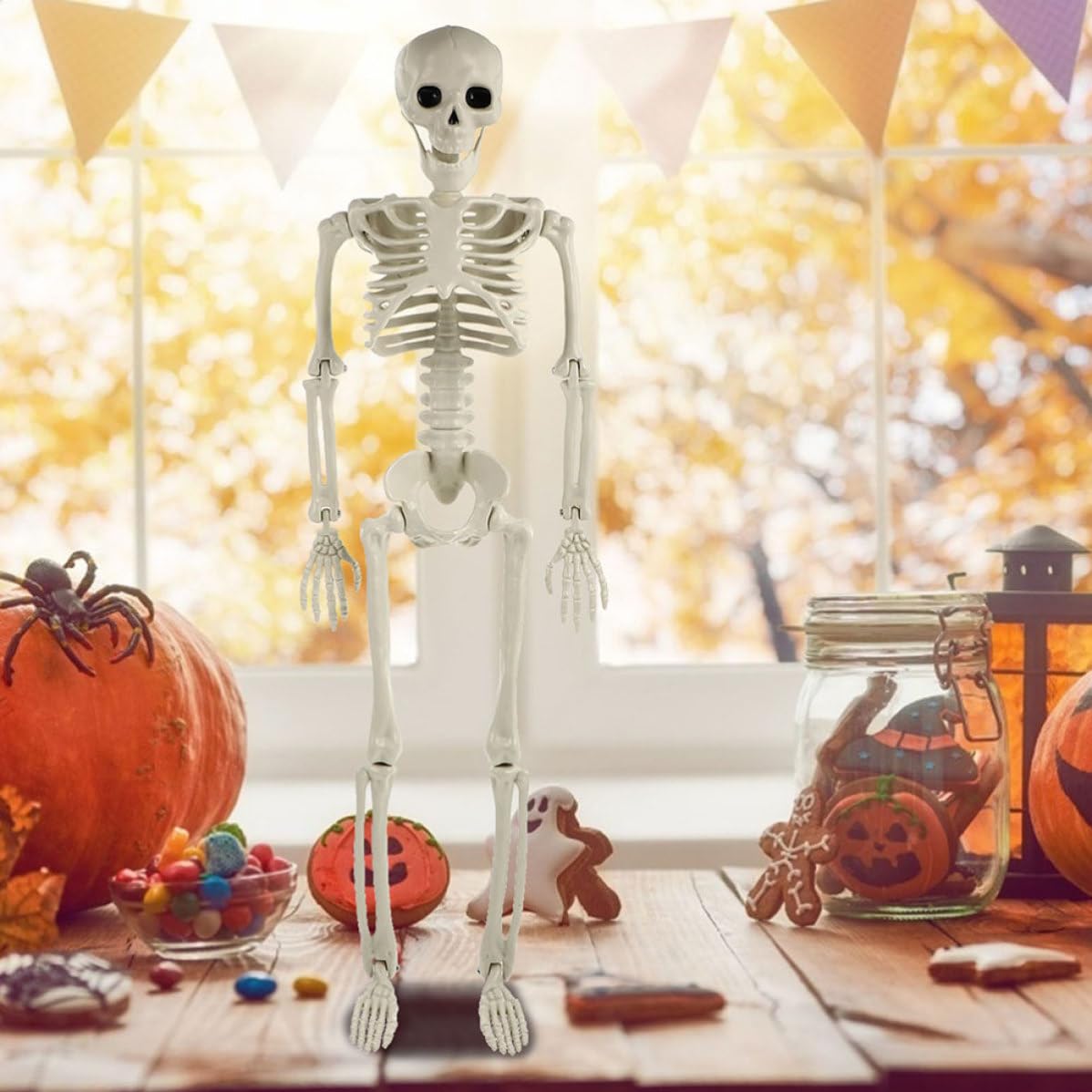 Kichvoe 2 Piezas Figura de Esqueleto de Plástico Blanco Resistente para Ambientación de Halloween Diseño Clásico y Simulación Realista, Adecuado para Accesorios y Ambientes Góticos
