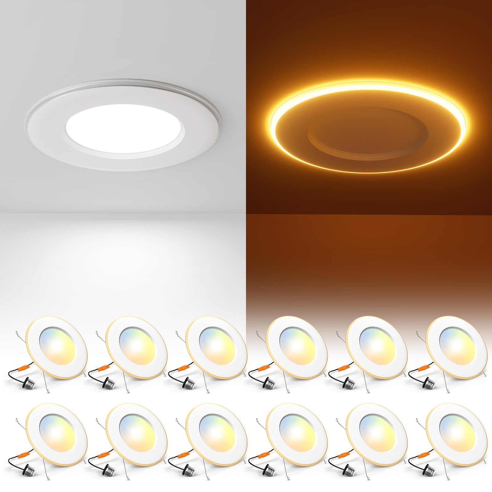 Amazon.com: Amico 12 Pack 5/6 Inch LED Can Lights with Night Light