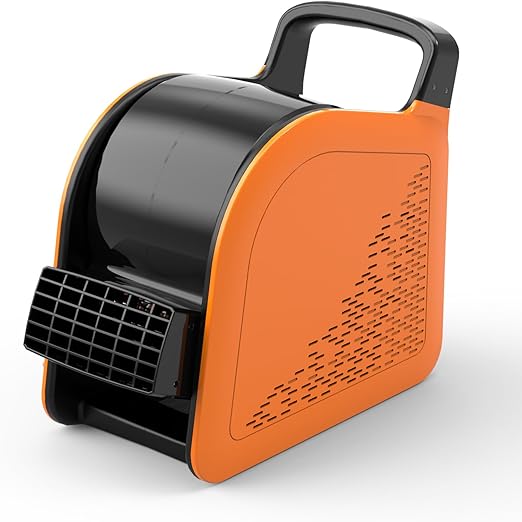 Blower Fan for Drying Cooling and Ventilating, Air Mover for Home Garage Workshop and Job Site Use, Air Mover Blower Fan with 185° Rotation, 3 Speeds, 2 AC Outlets, Orange