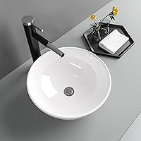 Vista 20 de Lavabo de baño negro de 16 x 12 pulgadas, lavabo de apoyo rectangular para baños, de cerámica, sobre mostrador, lavabo rectangular de baño, lavabo