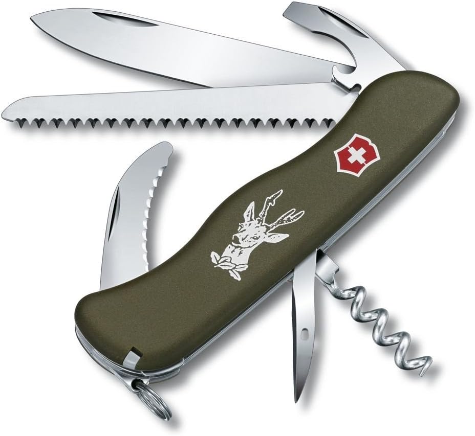 Victorinox Swiss Army Hunter, Olive Drab 53642 Folding Camping Knives Sports