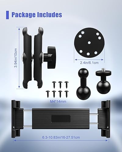 Miniatura 6 de Soporte para tableta con base de taladro, soporte giratorio de 360 para tabletas iPad Samsung de 6 a 11 pulgadas, soporte universal de aluminio para