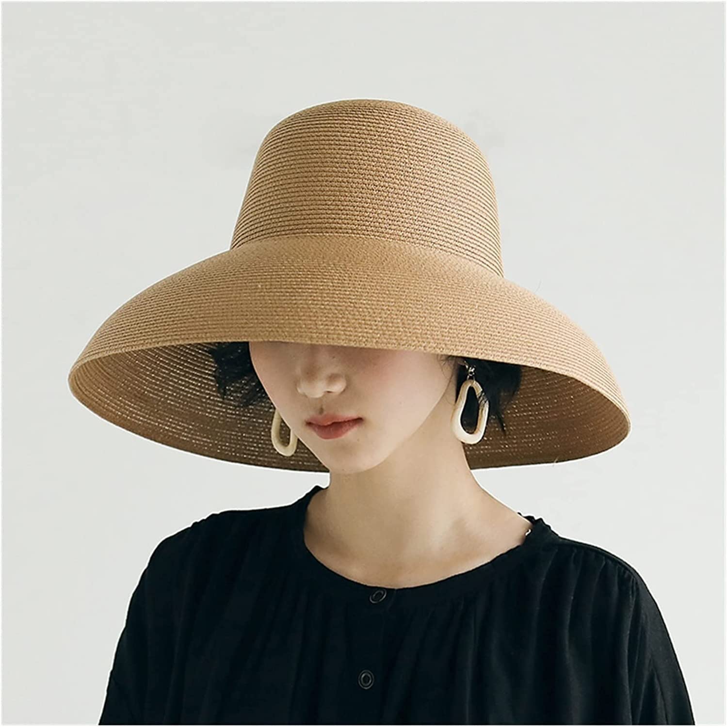 Sombrero de Playa Plegable, Sombrero De Paja Verano Elegante Sol ala Ancha Flexible para Mujer Playa Panamá Sombrero Playa Verano