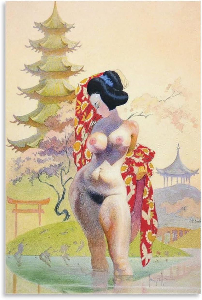 Rikin Liuff Geisha by Frank Frazetta Canvas Poster Wall Art 40x60cm Frameless