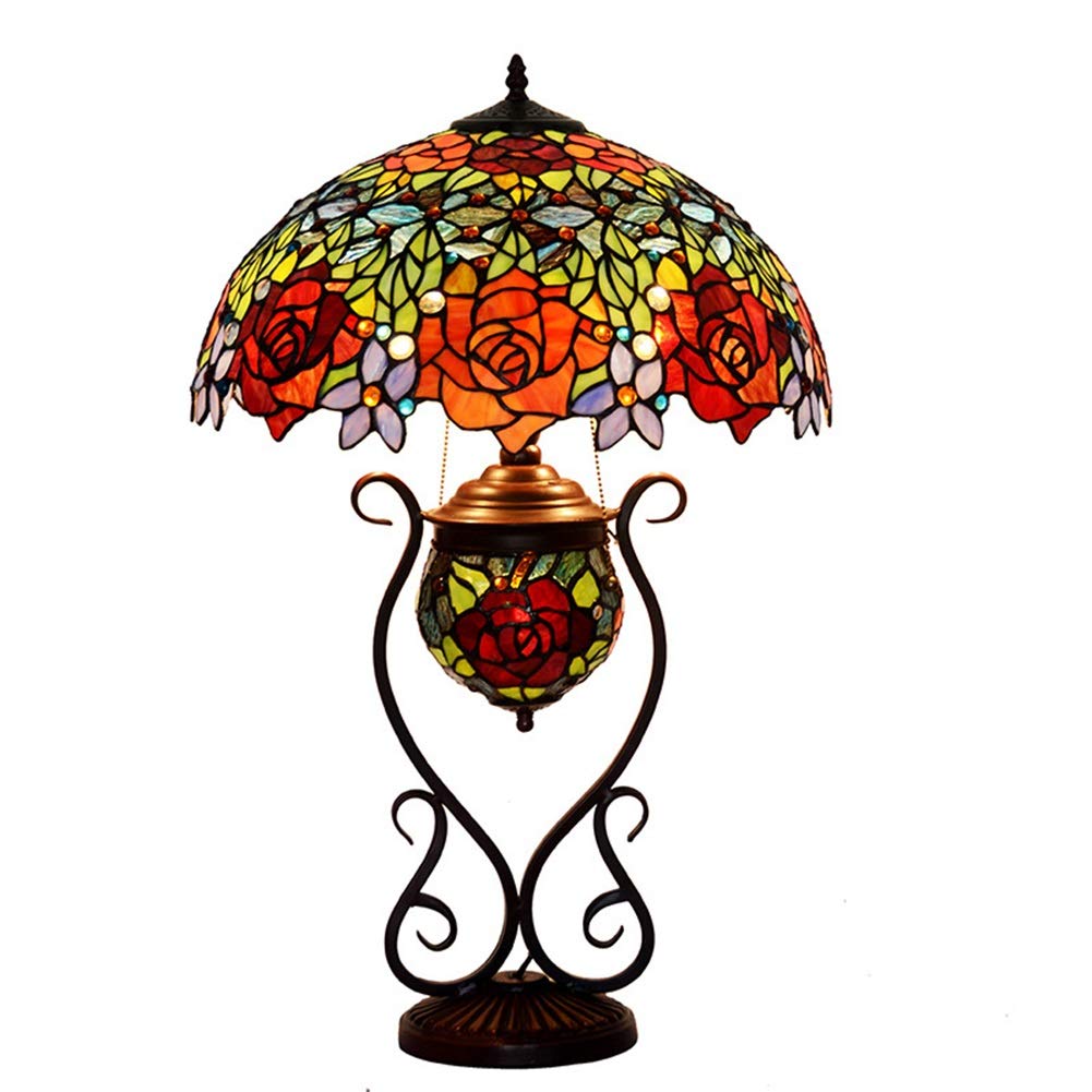 Lampa stołowa w stylu Tiffany 18" Pure Handmade Art Lampa Rose Wedding Room Dekoracja Salon Sypialnia Study Study Lampa biurkowa