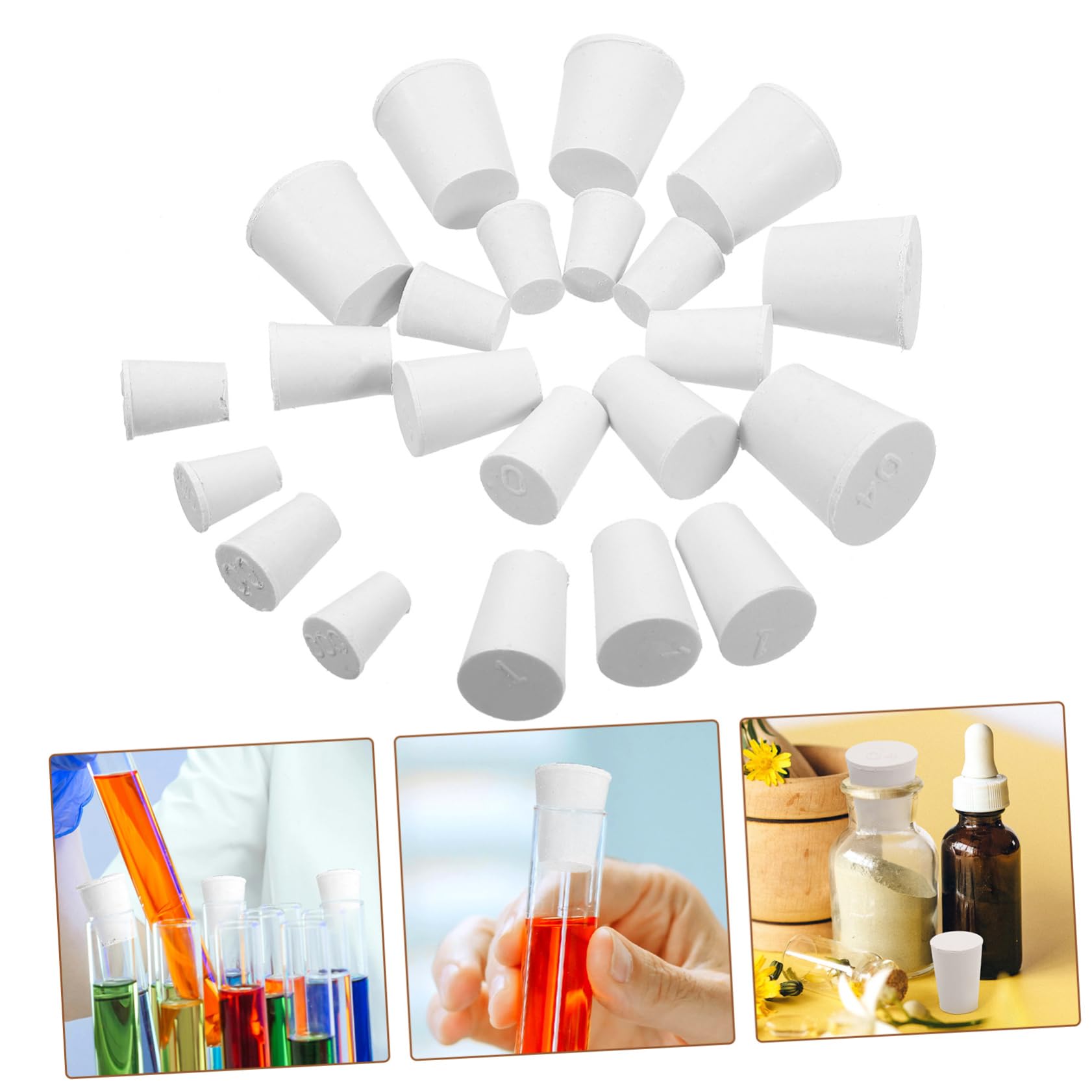 Gatuida 200 Pcs Bouchon en Caoutchouc en Caoutchouc Laboratoires Pièces De Rechange Bouchon en De Laboratoire en De