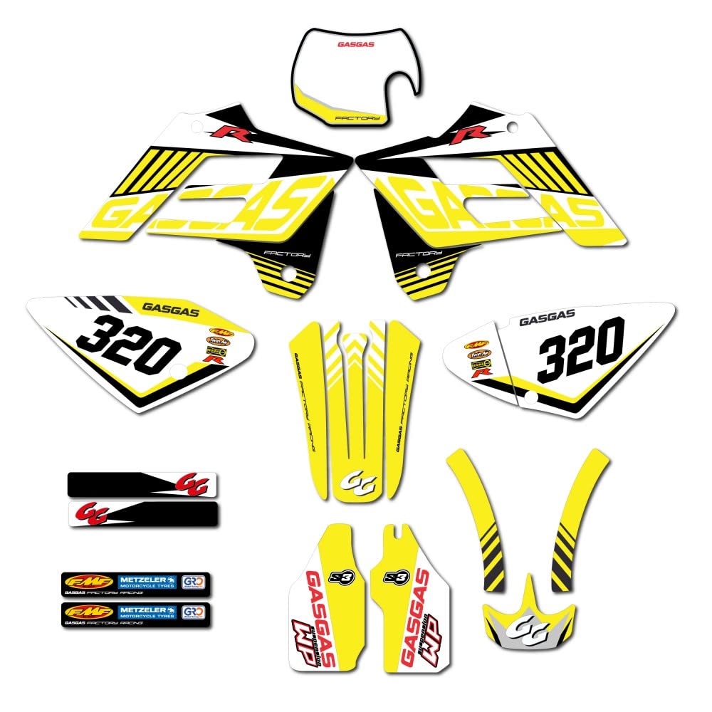Kit autocollants Gas-Gas EC 02-06 jaune - Déco carénage plastique moto enduro