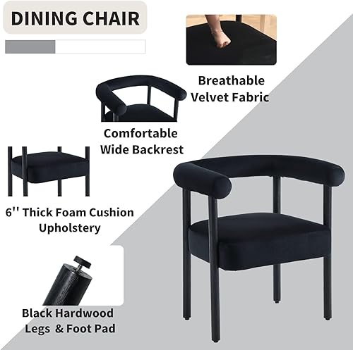 Miniatura 18 de Juego de 2 sillas de comedor de barril modernas de mediados de siglo, sillas tapizadas de cocina y comedor con brazos, sillas decorativas de piel