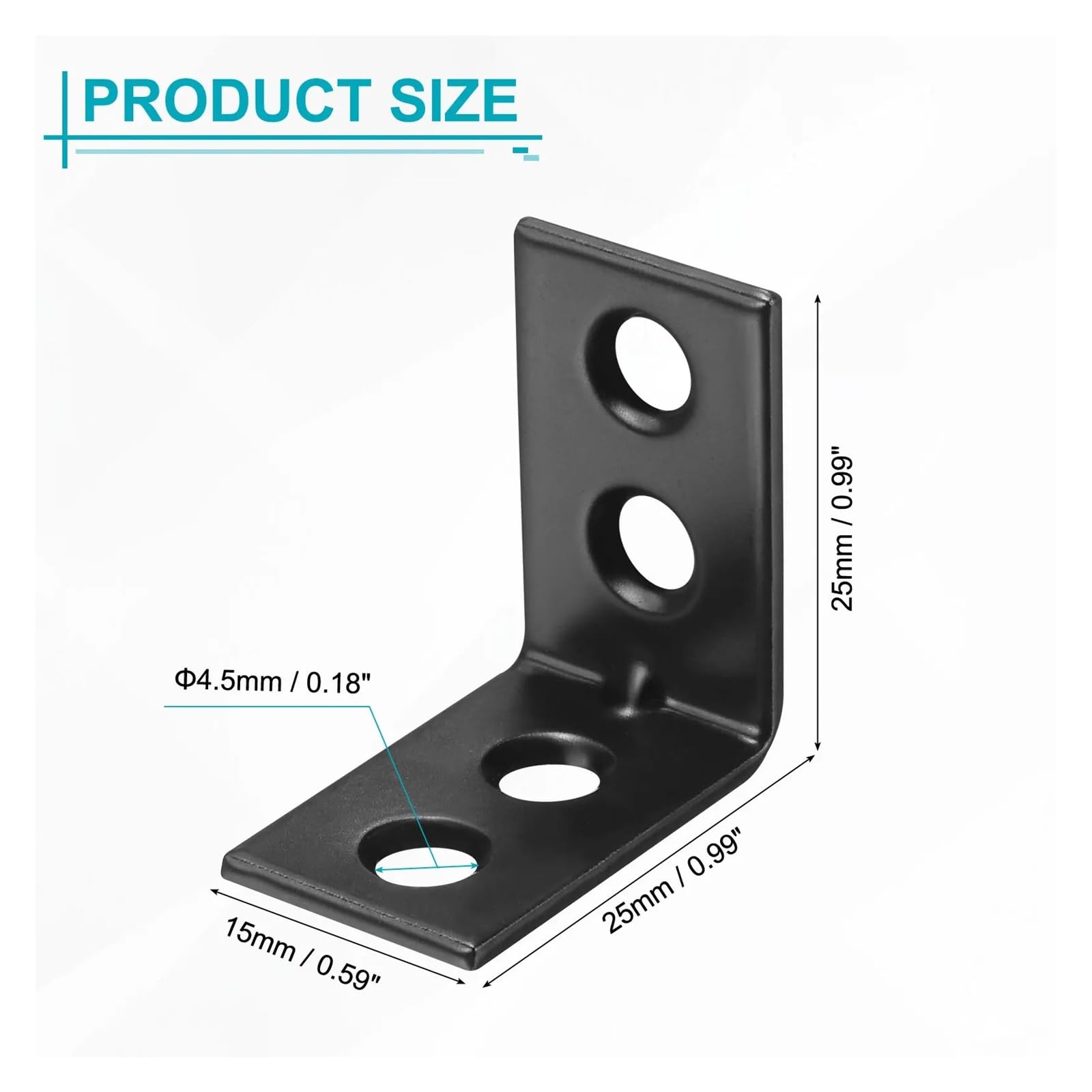 L Winkel Metall 5–50 Set L-Eckwinkel, Eckstrebe, Metallverbindung, rechtwinklige Klammern, Befestigungselement mit Schrauben for Holzregale, Schwarz(25x15x25mm 50 Set)