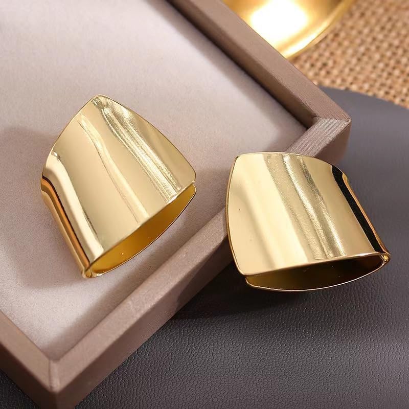 Chunky Gold Earrings for Women Minimalism Unique Abstract Geometric Statement Stud Earring Large Square Chunky Silver Earrings Fashion jewelry Gift - Image 5