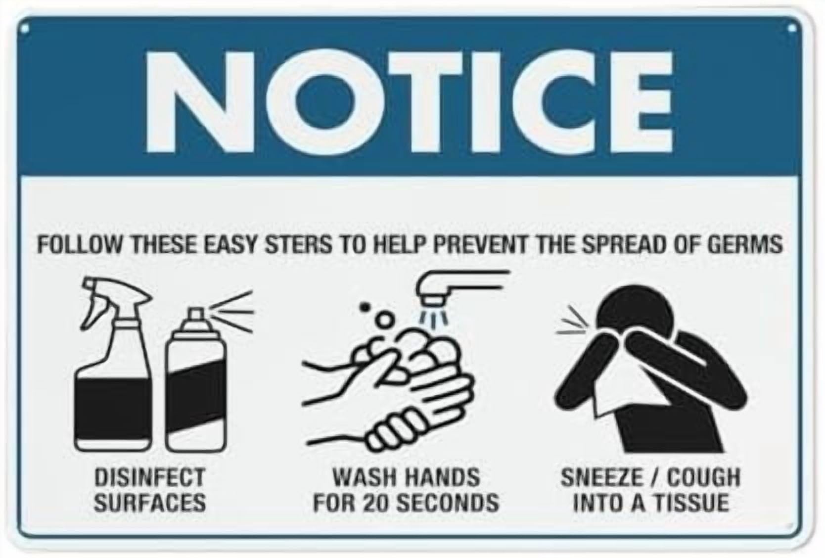 (2-Pack) Metal Tin Sign Notice Sign Follow These Easy Steps To Help Prevent Sign 12X8 Signs Pre-Drilled Holes For Easy Mounting Indoor Or Outdoor Use For Fence Door Or Gate