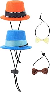 4Pcs Guinea Pig Clothes, Hamster Hat and Bowtie Set Small Animal Top Hat Tiny Hats Festival Hamster Outfit Iguana Costume Bearded Dragon Outfits for Small Animals