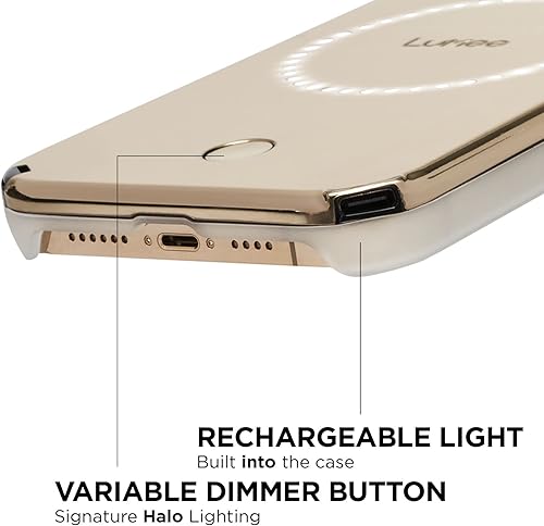 Miniatura 4 de LuMee Halo - Funda iluminada para selfie para iPhone 13 Pro Max - Iluminación LED ajustable incorporada - 6.7 pulgadas - Espejo dorado