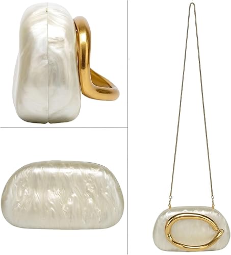 Vista 4 de Bolso cruzado de cadena de moda para mujer, bolso de hombro, bolso de mano acrílico para boda, bolso de noche de concha, clutch formal Un mármol