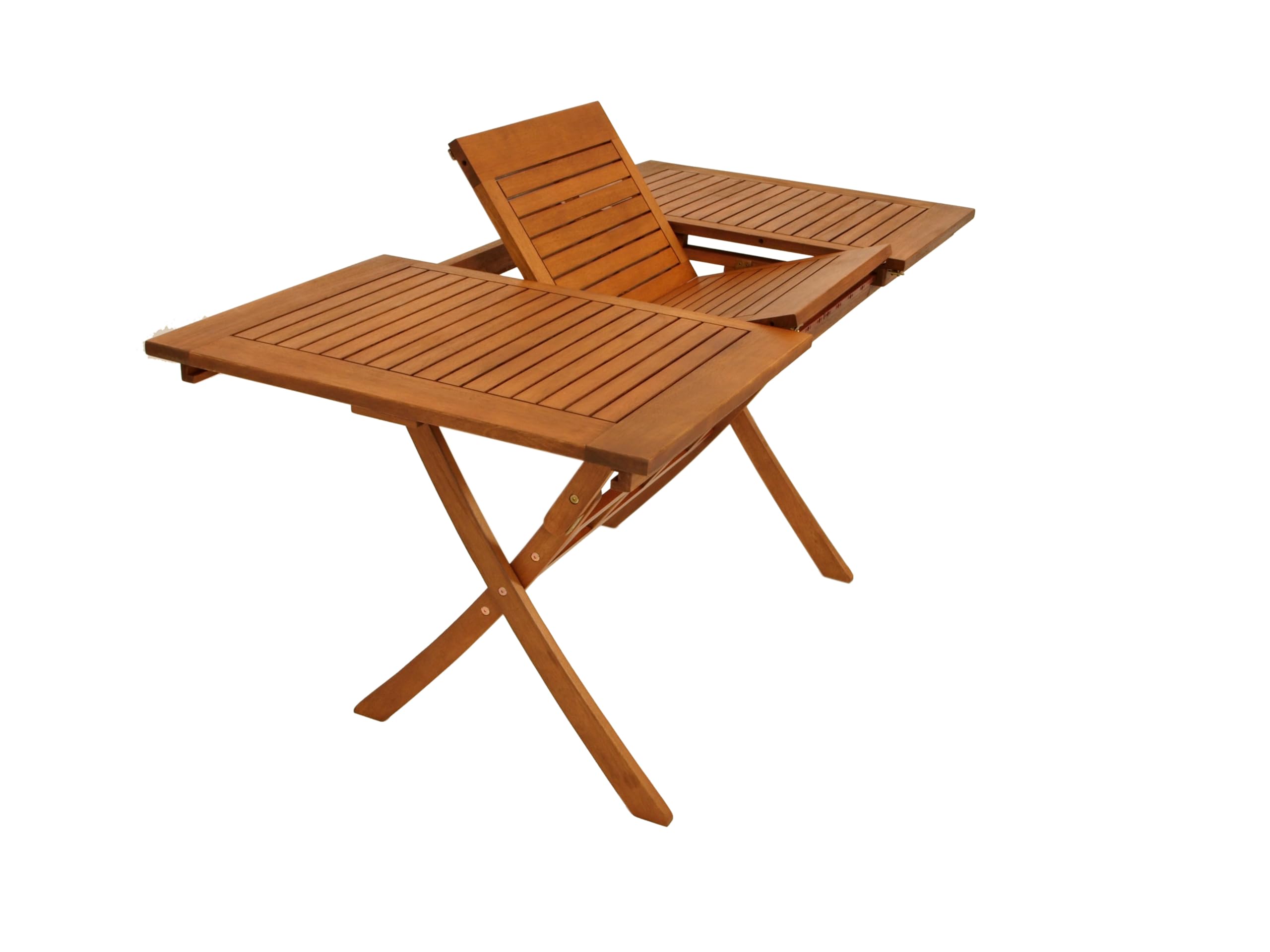 DEGAMO Ausziehtisch Klapptisch LAGO 110/160x75cm, klappbar und ausziehbar, Eukalyptus Holz geölt, Outdoor