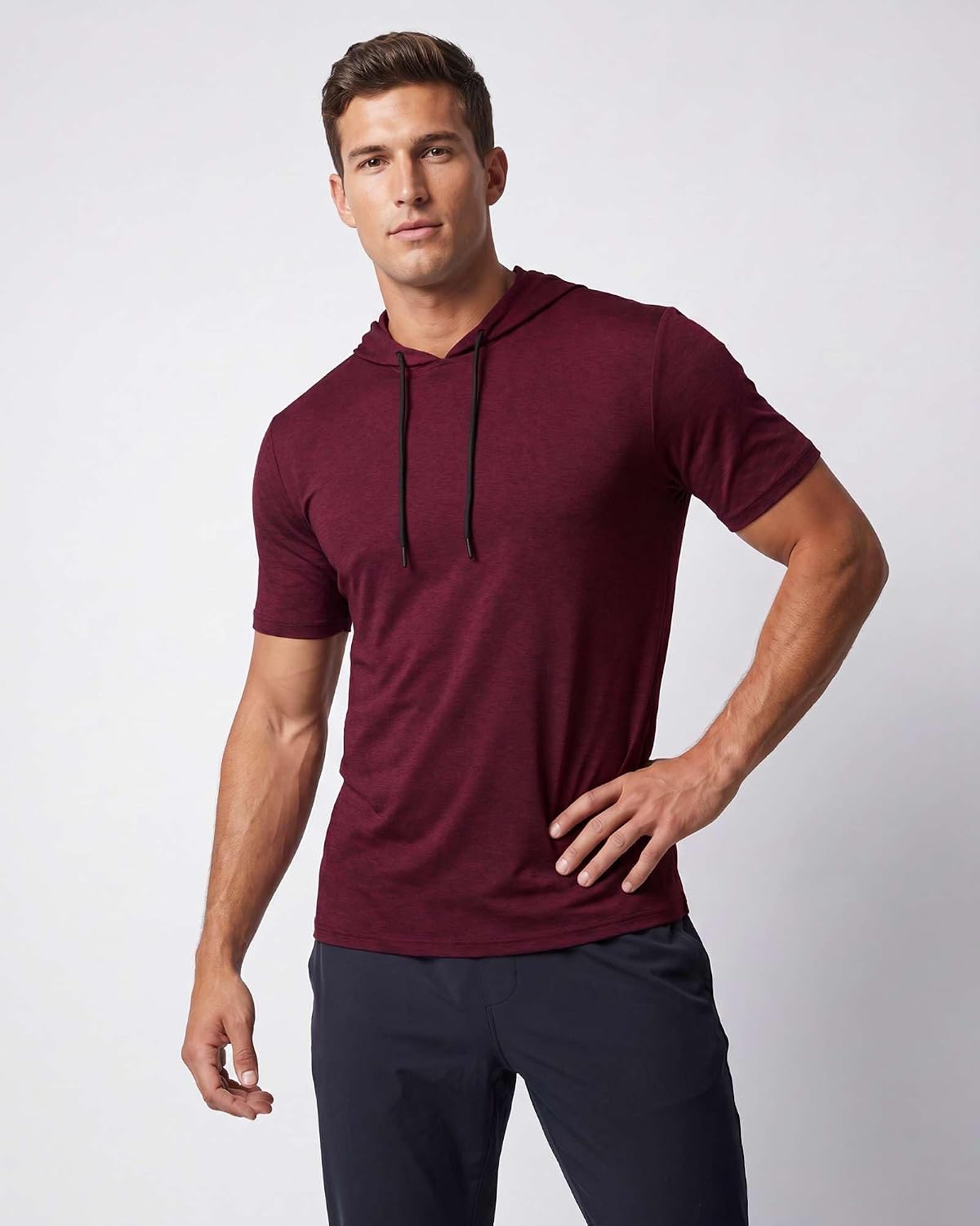3 Pack Men's Dry Fit Short Sleeve Hoodies Shirts Athletic Workout Gym | Available In Big & Tall, Moisture Wicking, Pullover, Drawstring, Running, Fishing, Hiking, Soccer, Training, Summer, Stretch