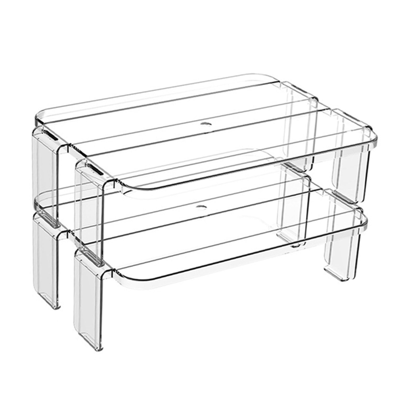 2pezzi Ripiani Trasparenti Impilabili Per Frigorifero Organizer Rimovibili Per Cucina e Ufficio Struttura Flessibile Per Riporre Alimenti e Accessori Facile Da Installare e Pulire