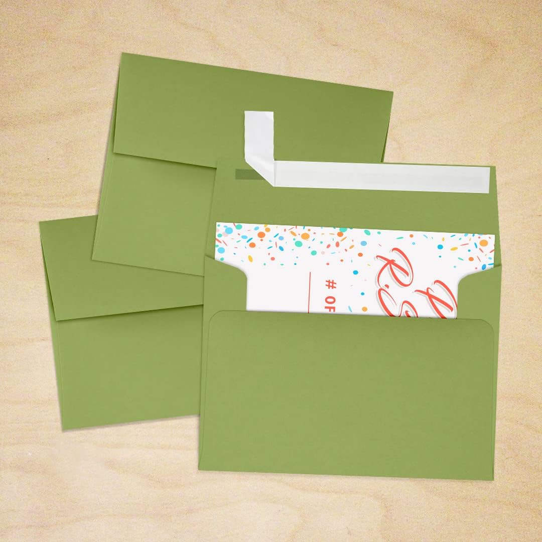 LUXPaper A2 Invitation Envelopes | Peel & Press | 4 3/8" x 5 3/4" | Avocado Green | 70lb. Text | 1,000 Qty