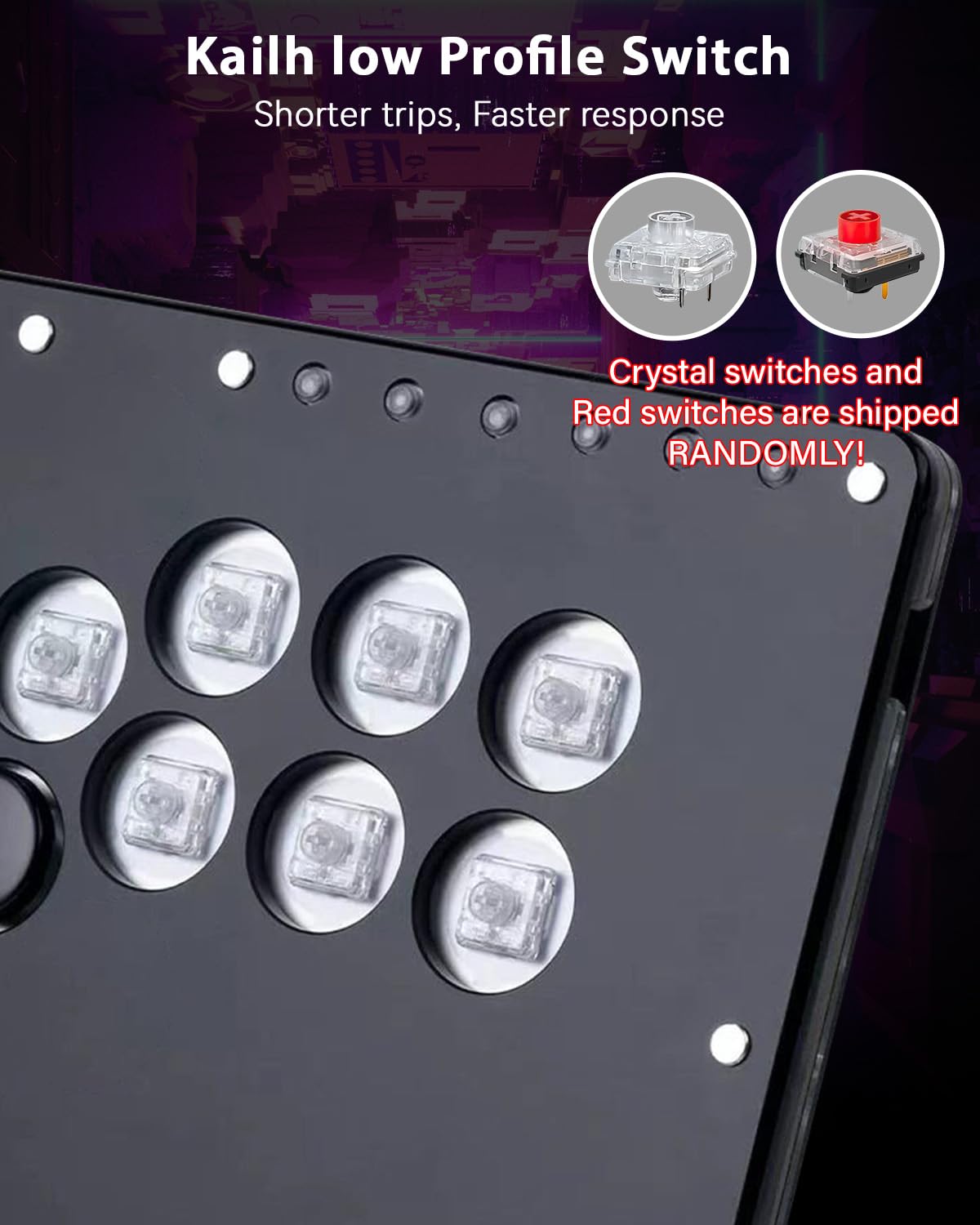 Sehawei Haute42 T13 Arcade Stick Controller für PS4/Switch/PC/PS3/Steam | Fighting Arcade Game Keyboard ,Street Fight keypad ,with Turbo Functions & Custom RGB ,Supports Hot Swap & SOCD , Black