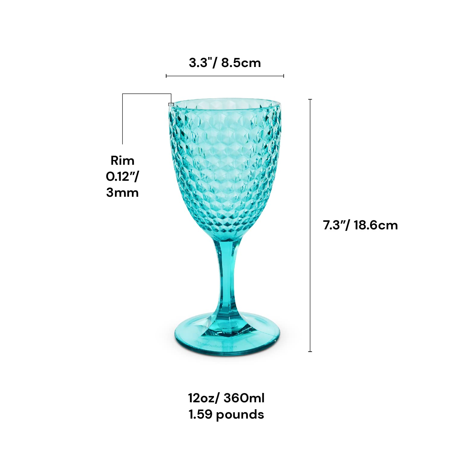 BELLAFORTE,Bruchsicheres Weinglas aus Tritan-Kunststoff, 340 ml, 4er-Set, Laguna Beach Trinkgläser,unzerbrechliche Glaswaren für den Innen- und Außenbereich,wiederverwendbares Trinkgeschirr (blau)