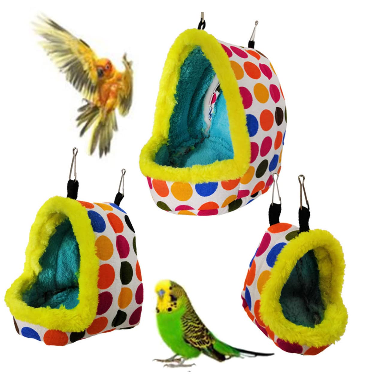 VANZACK 3 Piezas De Juguetes para Loros De Felpa Cama para Loros Casa para Pájaros Jaula Cabaña para Pájaros Hamaca Juguetes para Mascotas Nido De Pájaros De Interior Casa para