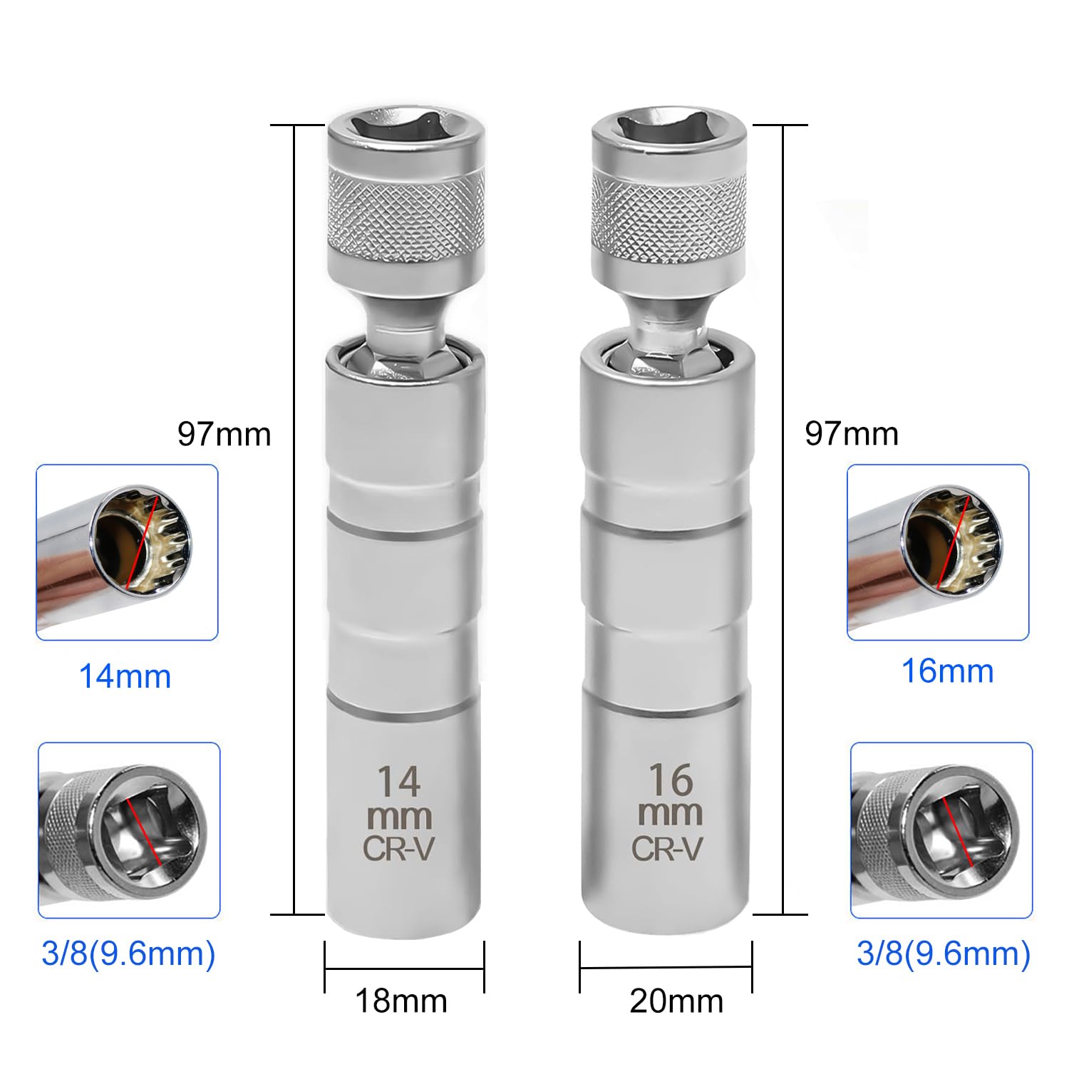 2 Pezzi Chiave Candela 16mm/14mm, Chiave per Candele Auto, Universale Magnetico Flessibile Chiave Candela per la Riparazione Dell'auto per Rimuovere le Candele Dell'auto