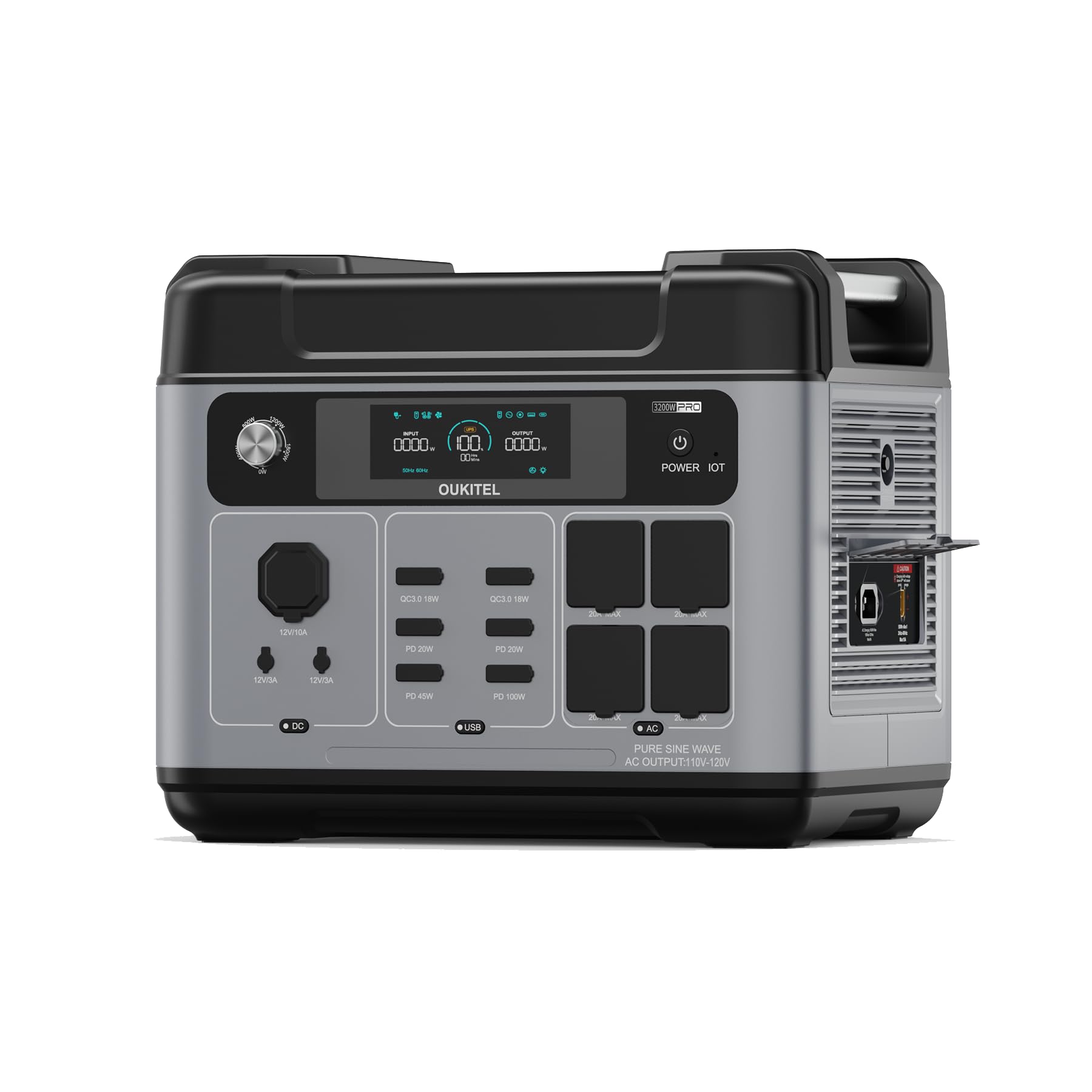 OUKITEL 3200W (6400 Pico) Estación de Energía Portátil P2001E Pro, 2048Wh Generador Solar, Batería LiFePO4, Carga al 80% en 45 min, APP, 16 Puertos, Power Station para Camping, Caravana y Emergencias