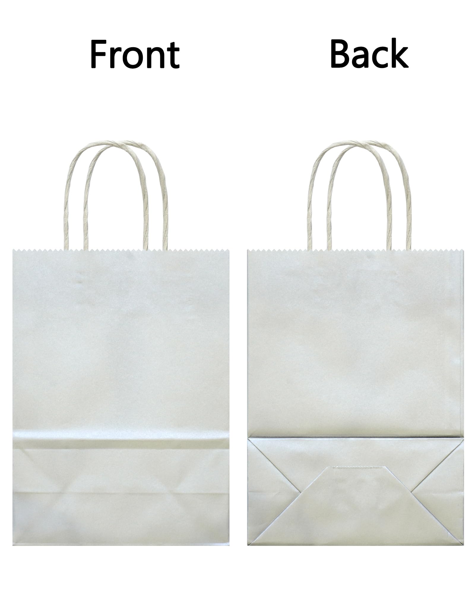 AZOWA Bronzing Silver Gift Bags Small Kraft Paper Bags with Handles (6.3 x 3.1 x 8.7 in, Silver, 12 Pcs)