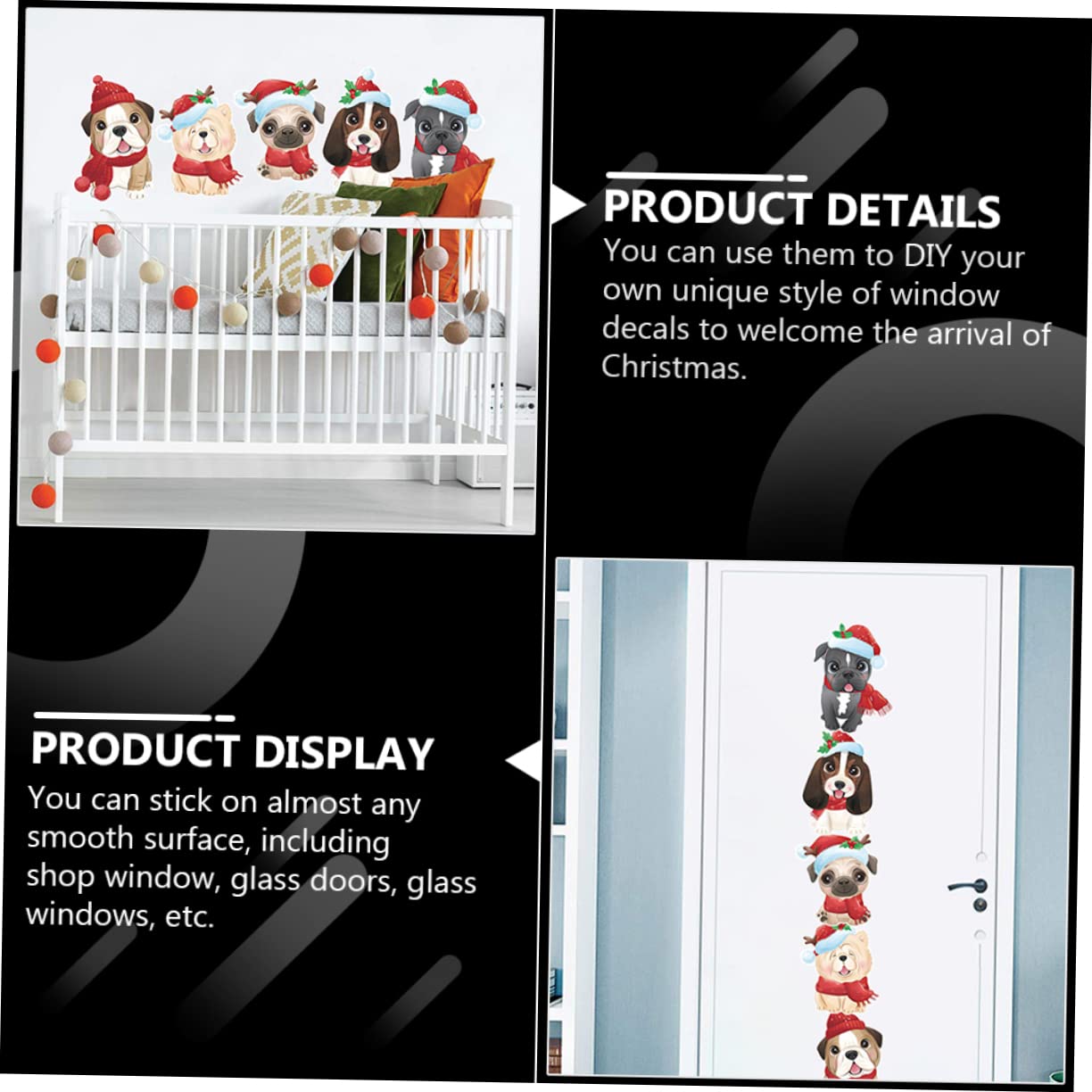 UKCOCO 5hojas Pegatina Navideña De Cartoon Para Ventanas Adorno Decorativo Para y Tiendas De Aplicar y Remover Para Navidad